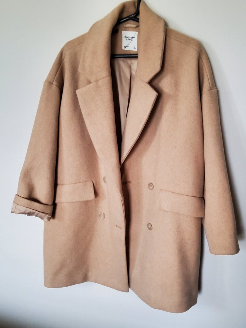 Abercrombie and Fitch Tan colored Pea Coat size LP